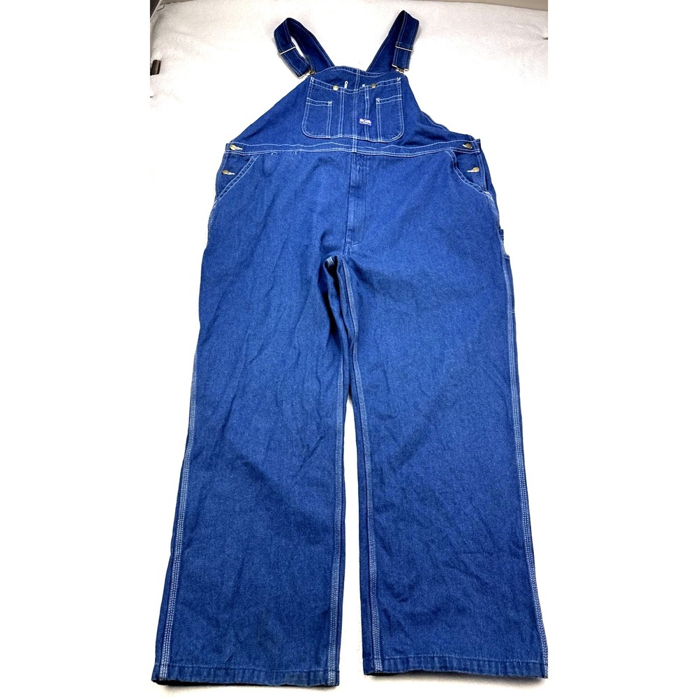 Big Smith Rigid Bib Overalls Men 50X32 Dark Blue Jean Denim Carpenter‎ NWT